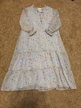 Chelsea & Violet Light Blue Floral Tiered Dress Medium